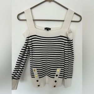 EXPRESS Black And White Striped Sweater Gold Detailing Size S